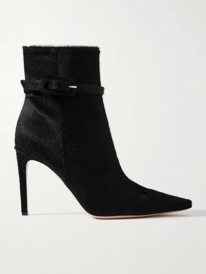 Gianvito Rossi - Linsay 95 Buckled Calf Hair Ankle Boots - Black