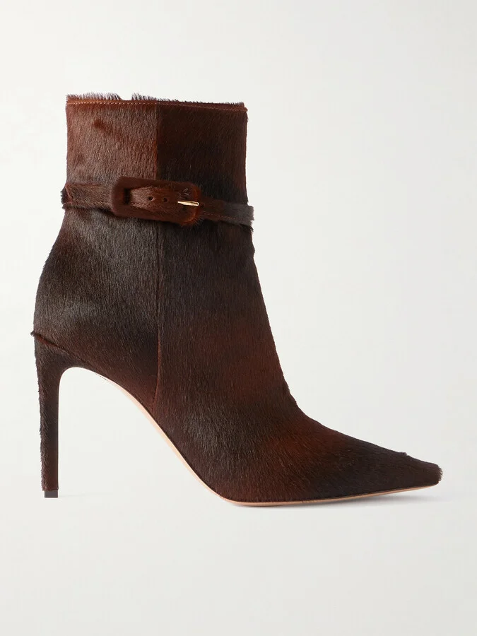 Gianvito Rossi - Linsay 95 Buckled Calf Hair Ankle Boots - Brown