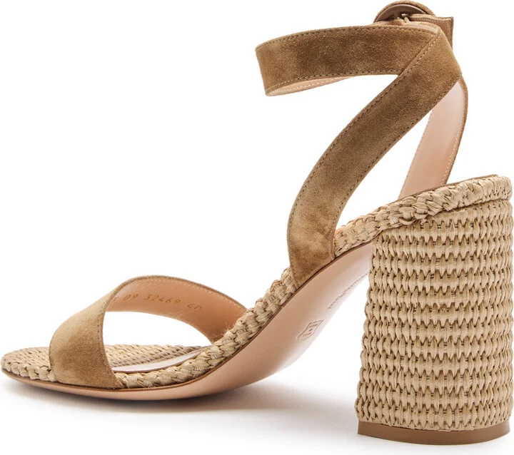 Gianvito Rossi Luana 90 Raffia and Suede Sandals - Image 2
