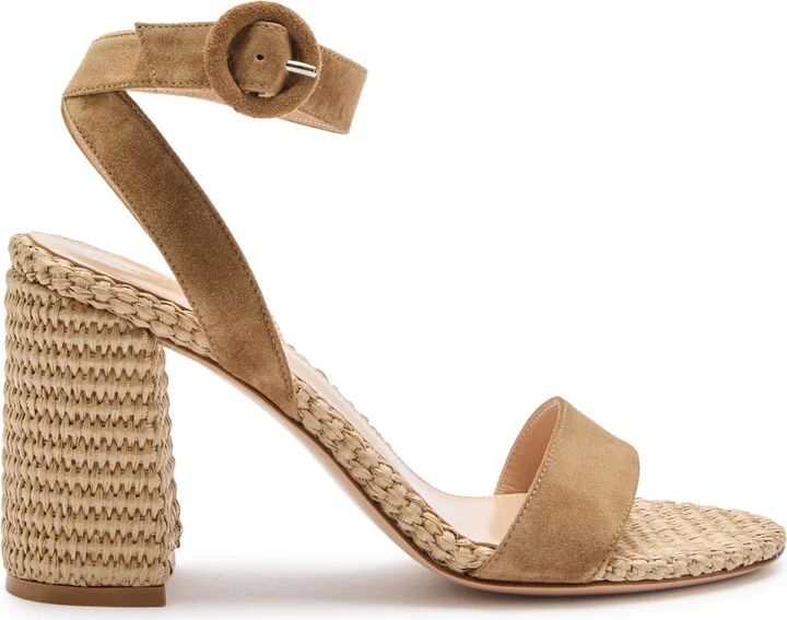 Gianvito Rossi Luana 90 Raffia and Suede Sandals