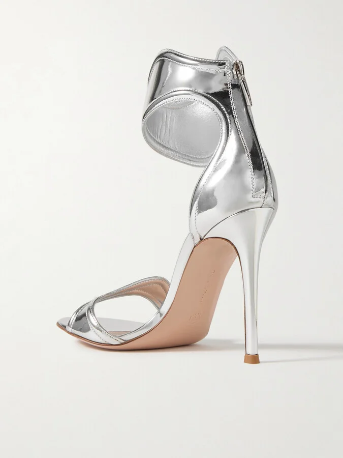 Gianvito Rossi - Lucrezia 105 Mirrored-leather Sandals - Silver - Image 3