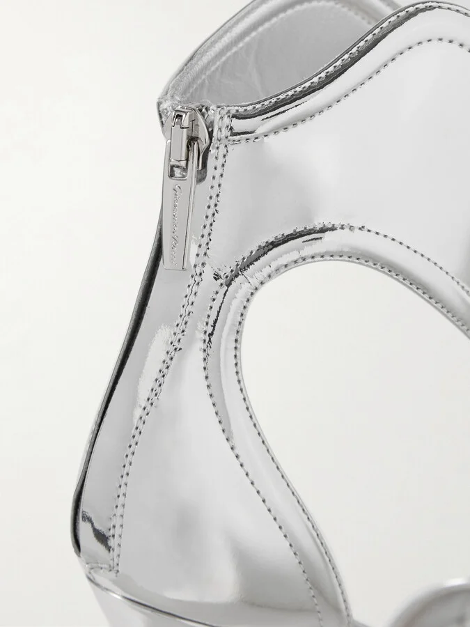 Gianvito Rossi - Lucrezia 105 Mirrored-leather Sandals - Silver - Image 4