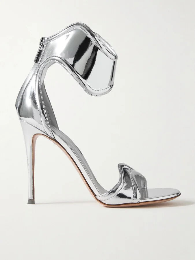 Gianvito Rossi - Lucrezia 105 Mirrored-leather Sandals - Silver