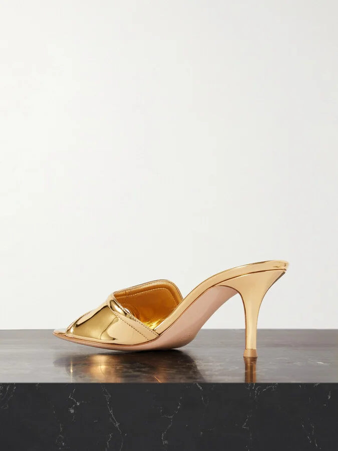Gianvito Rossi - Lucrezia 70 Mirrored-leather Mules - Gold - Image 3