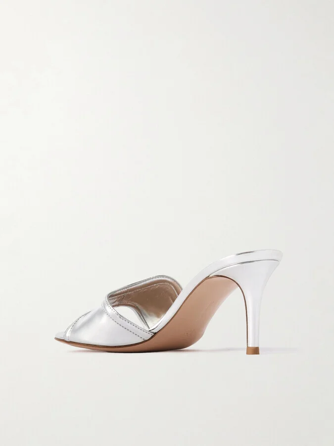 Gianvito Rossi - Lucrezia 70 Mirrored-leather Mules - Silver - Image 3