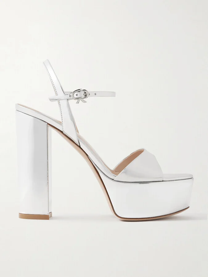 Gianvito Rossi - Marlena 85 Mirrored-leather Platform Sandals - Silver
