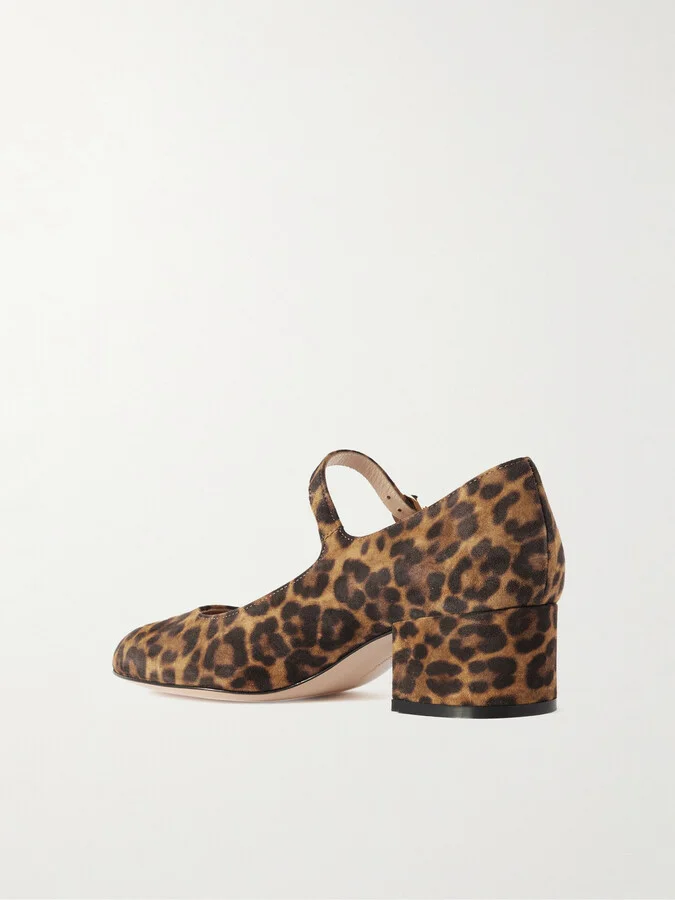 Gianvito Rossi - Mary Ribbon 45 Leopard-print Suede Mary Jane Pumps - Animal print - Image 3