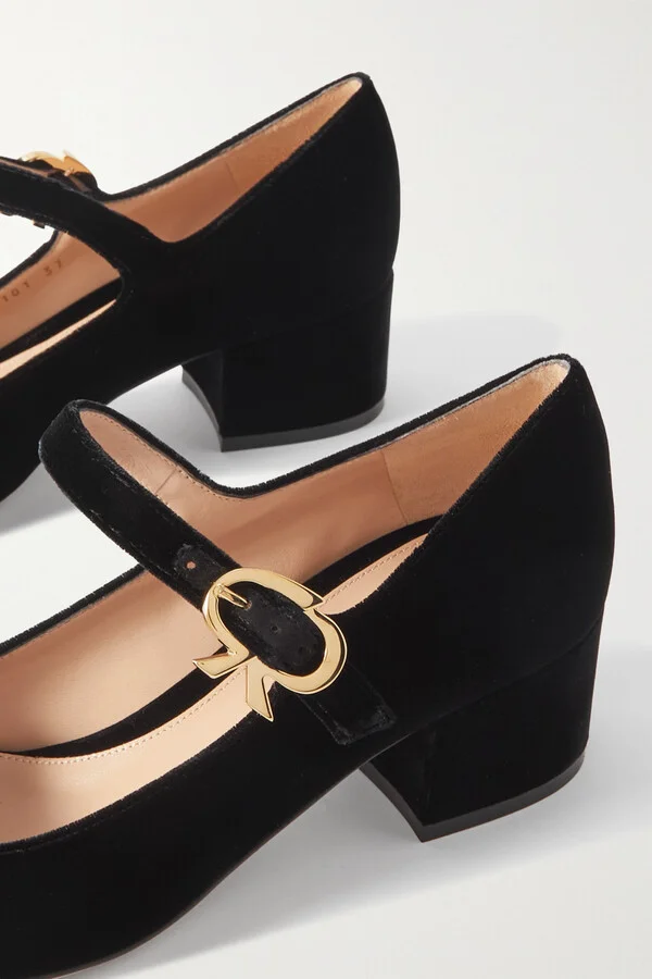 Gianvito Rossi - Mary Ribbon 45 Velvet Pumps - Black - Image 4