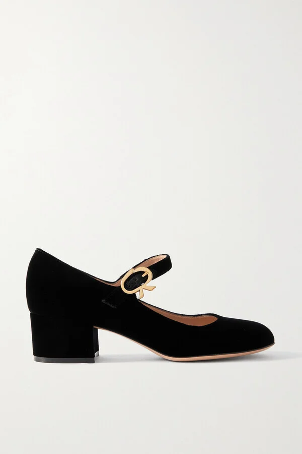 Gianvito Rossi - Mary Ribbon 45 Velvet Pumps - Black