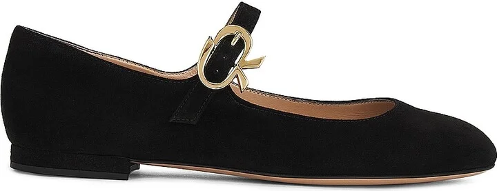 Gianvito Rossi Mary Ribbon Flats in Black