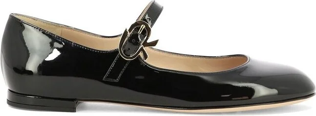 Gianvito Rossi Mary Ribbon Round-Toe Ballerinas