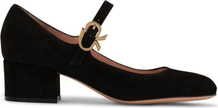 Gianvito Rossi Mary Ribbon Suede Pump Shoes - Image 3