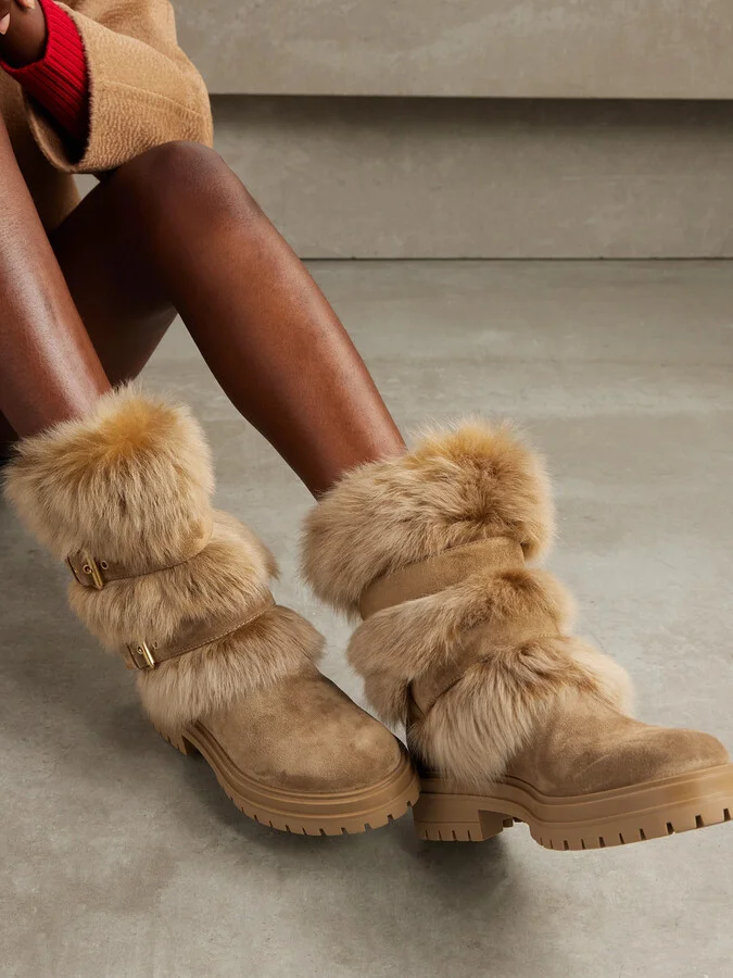 Gianvito Rossi - Maverick 35 Shearling And Suede Snow Boots - Brown - Image 2
