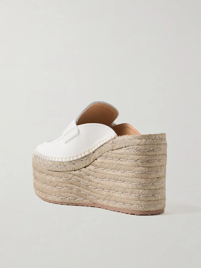 Gianvito Rossi - Maxilla 45 Leather Platform Wedge Loafers - White - Image 3