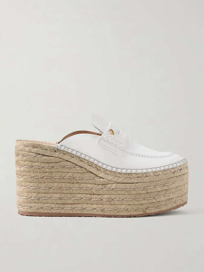 Gianvito Rossi - Maxilla 45 Leather Platform Wedge Loafers - White