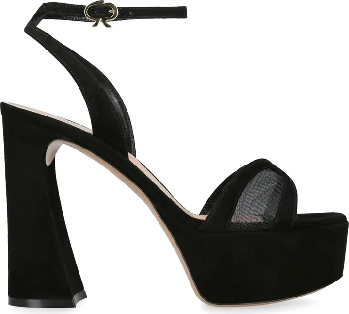 Gianvito Rossi Mesh and Suede Platform Sandals 105
