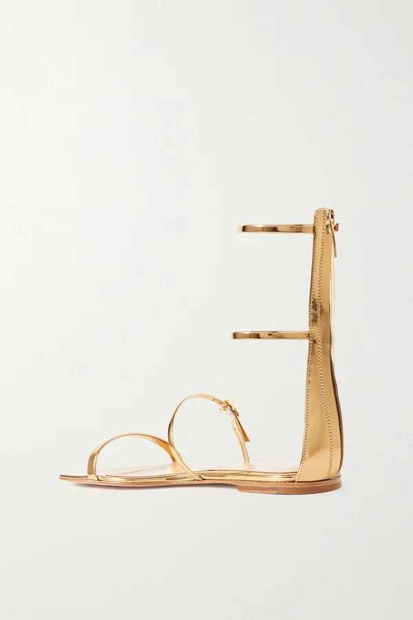 Gianvito Rossi - Metallic Leather Sandals - Neutrals - Image 3