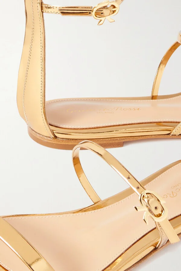 Gianvito Rossi - Metallic Leather Sandals - Neutrals - Image 4