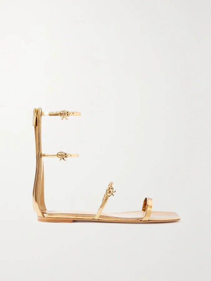 Gianvito Rossi - Metallic Leather Sandals - Neutrals
