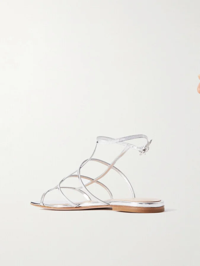 Gianvito Rossi - Metallic Leather Sandals - Silver - Image 3