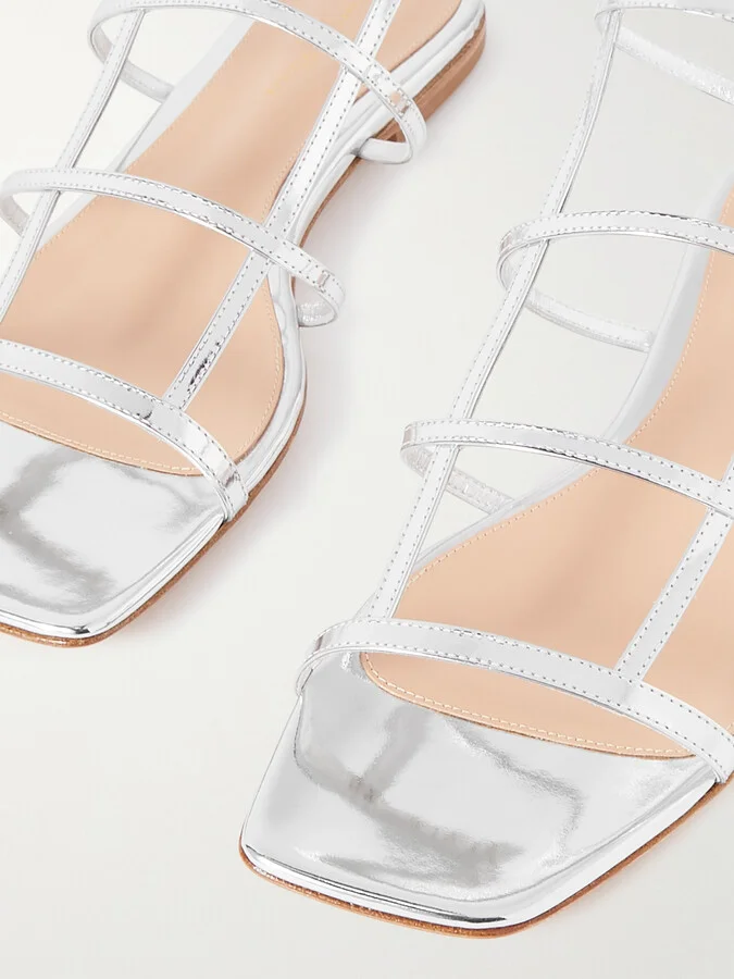 Gianvito Rossi - Metallic Leather Sandals - Silver - Image 4