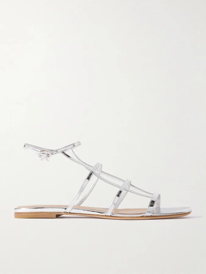 Gianvito Rossi - Metallic Leather Sandals - Silver