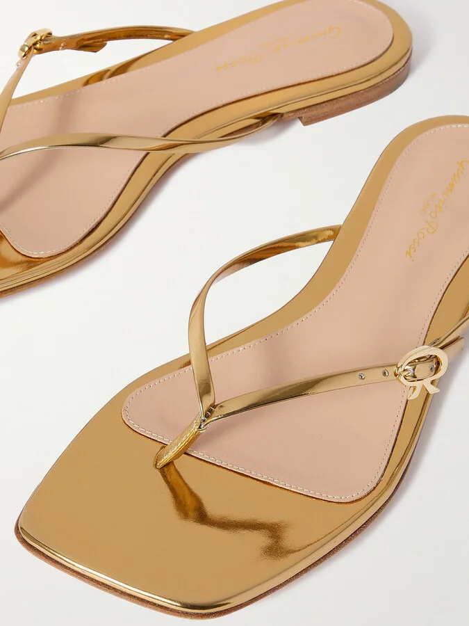 Gianvito Rossi - Mirrored-leather Sandals - Gold - Image 4