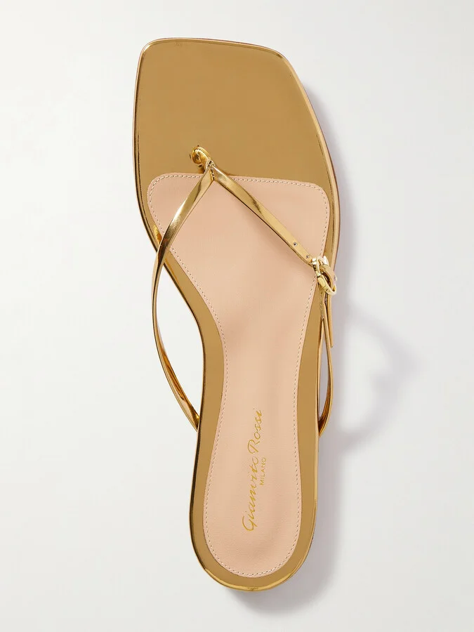 Gianvito Rossi - Mirrored-leather Sandals - Gold - Image 5
