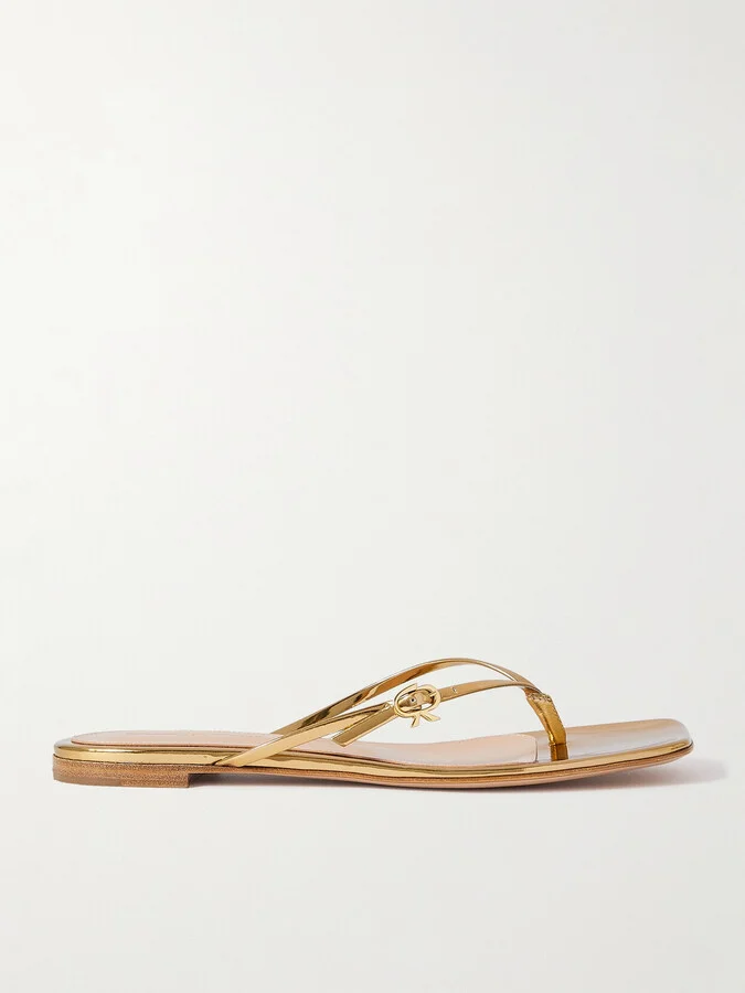 Gianvito Rossi - Mirrored-leather Sandals - Gold