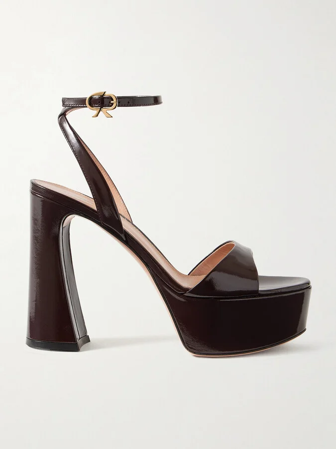 Gianvito Rossi - Nancy 110 Patent-leather Platform Sandals - Burgundy