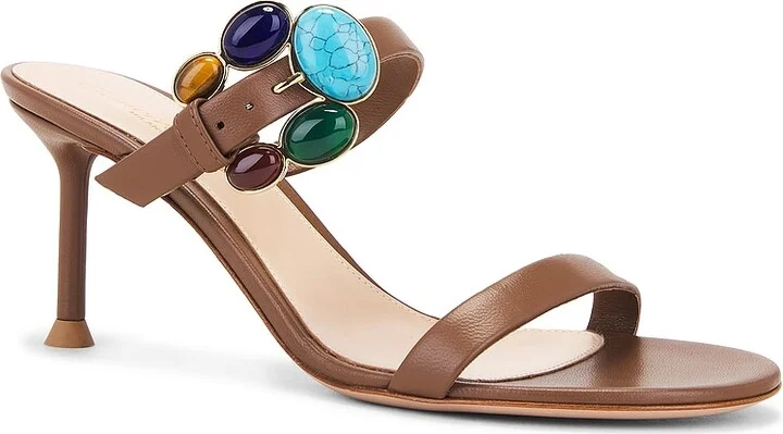 Gianvito Rossi Nappa Mule Sandal in Brown - Image 2