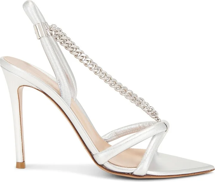 Gianvito Rossi Nappa Silk Heels in Metallic Silver