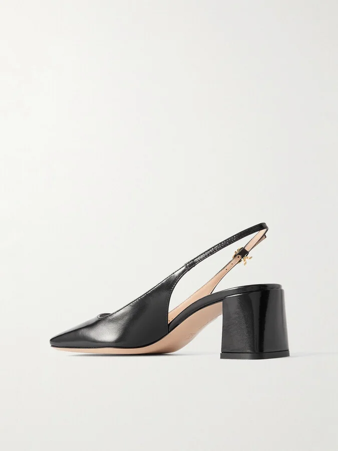 Gianvito Rossi - Nuit 55 Glossed-leather Slingback Pumps - Black - Image 3