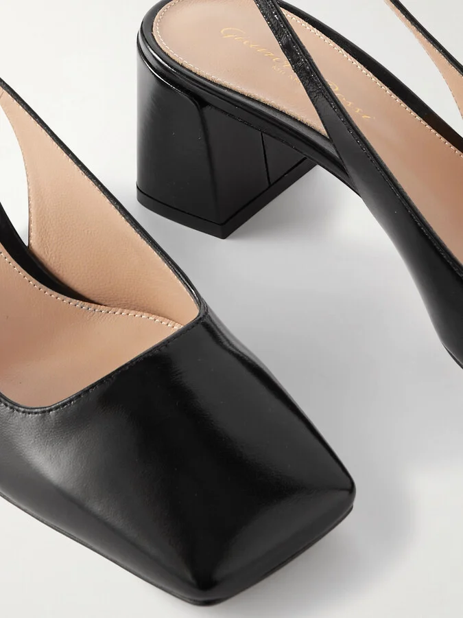 Gianvito Rossi - Nuit 55 Glossed-leather Slingback Pumps - Black - Image 4