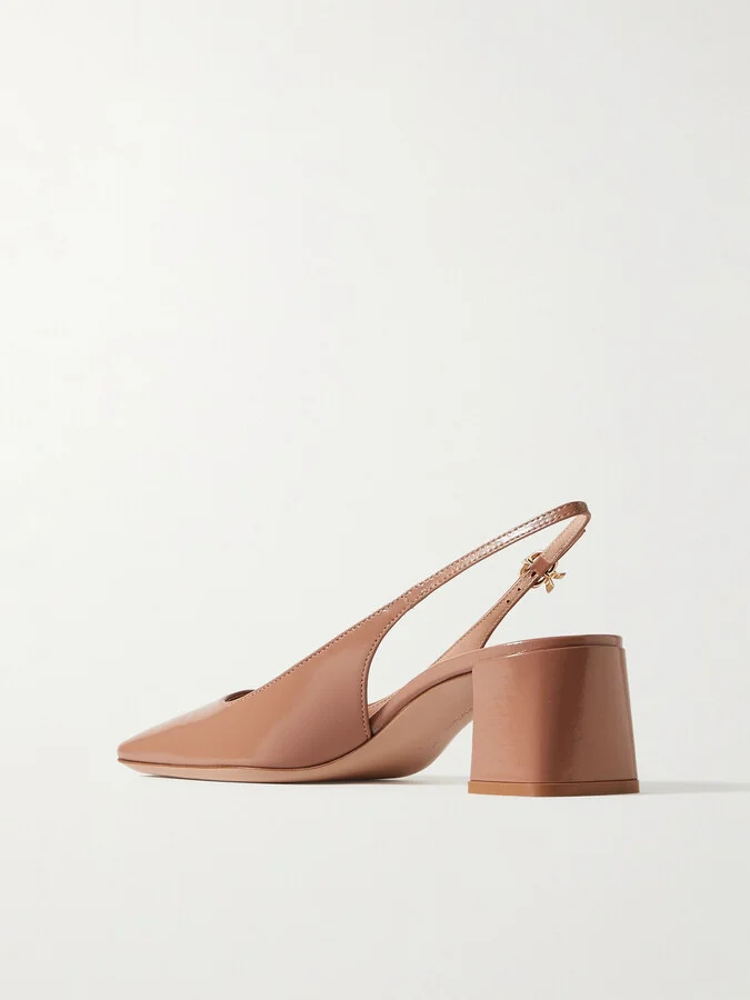 Gianvito Rossi - Nuit 55 Glossed-leather Slingback Pumps - Neutrals - Image 3