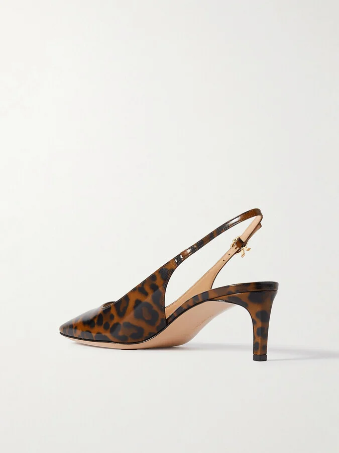 Gianvito Rossi - Nuit 55 Leopard-print Glossed-leather Slingback Pumps - Animal print - Image 3