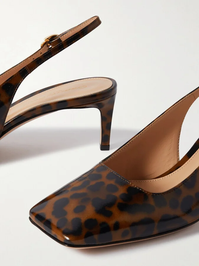 Gianvito Rossi - Nuit 55 Leopard-print Glossed-leather Slingback Pumps - Animal print - Image 4