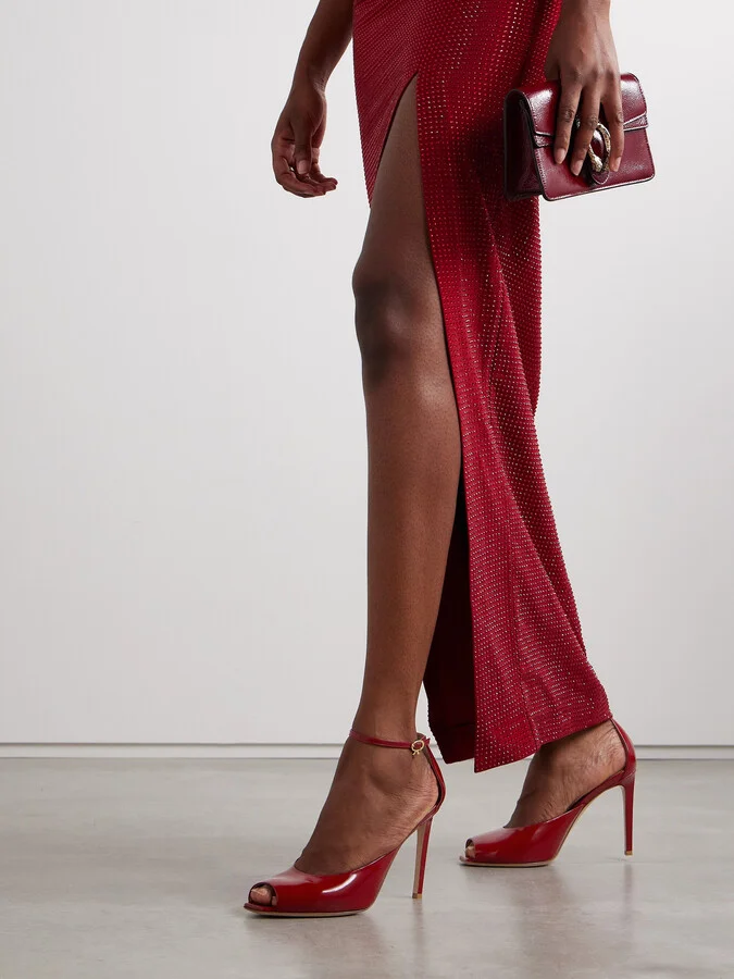 Gianvito Rossi - Nuit 95 Glossed-leather Pumps - Burgundy - Image 2