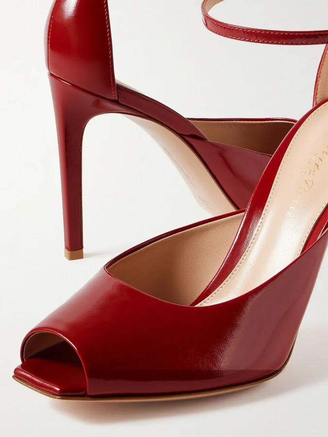 Gianvito Rossi - Nuit 95 Glossed-leather Pumps - Burgundy - Image 4