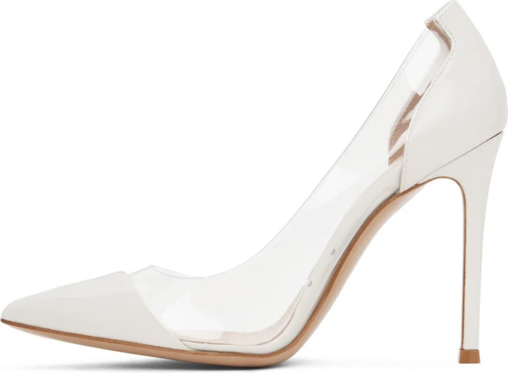 Gianvito Rossi Off-White Plexi Heels - Image 3