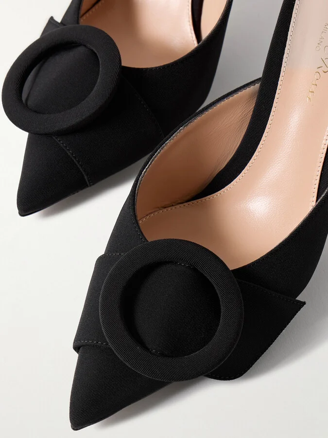Gianvito Rossi - Osaka 85 Buckle-embellished Faille Mules - Black - Image 4