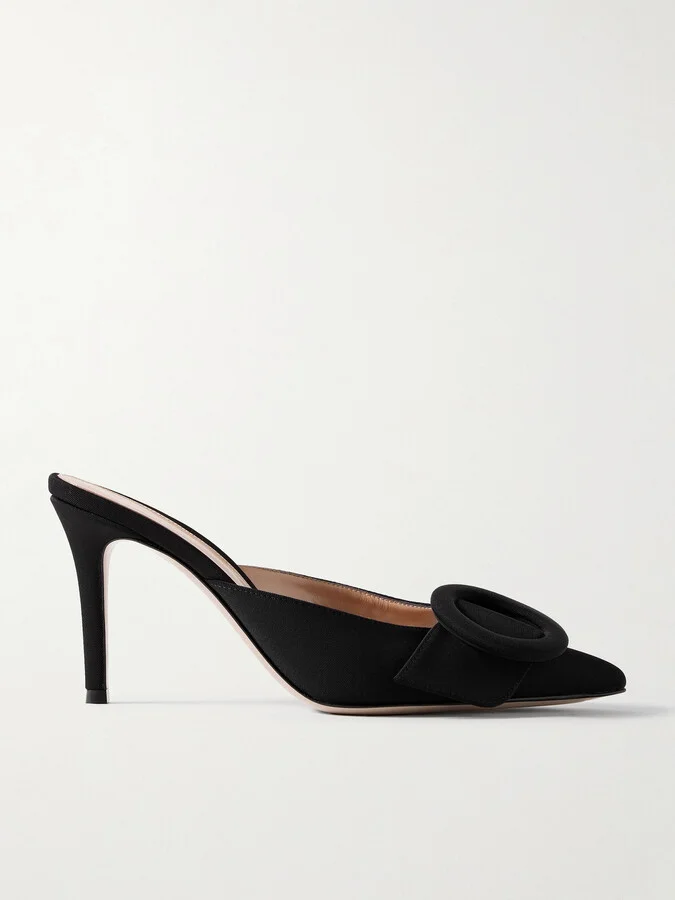 Gianvito Rossi - Osaka 85 Buckle-embellished Faille Mules - Black