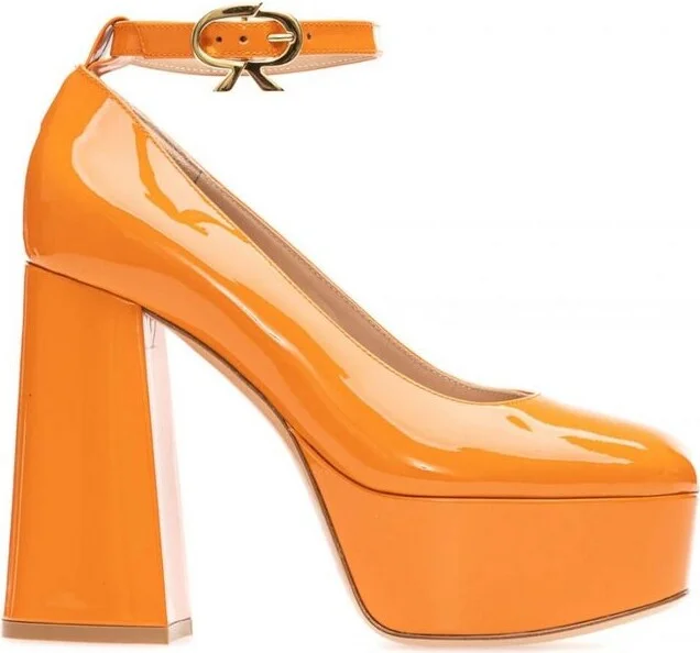 Gianvito Rossi Oversized Heel Ankle Strapped Pumps