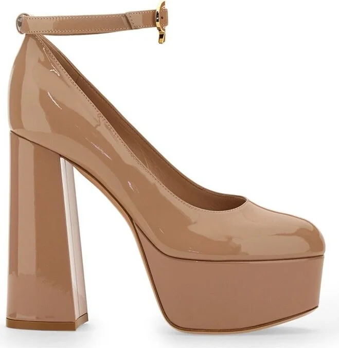 Gianvito Rossi Oversized Heel Ankle Strapped Pumps