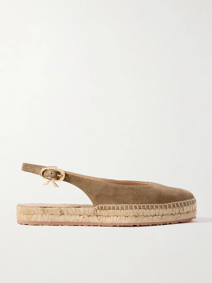 Gianvito Rossi - Paz Suede Slingback Espadrilles - Brown