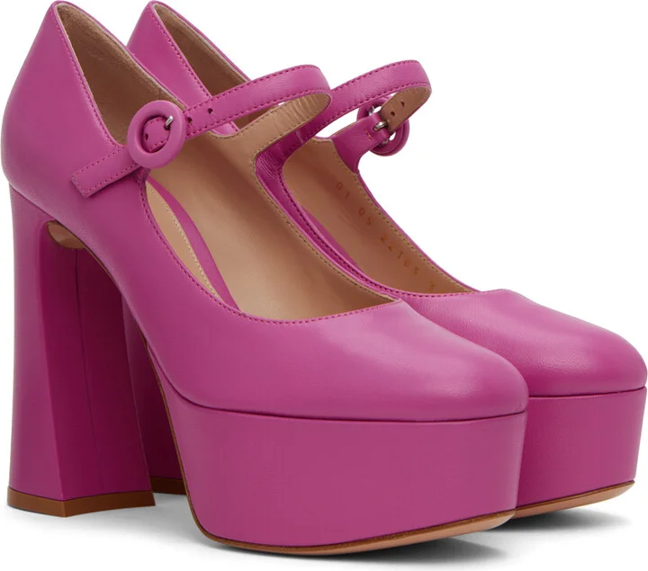 Gianvito Rossi Pink Mary Jane Heels - Image 4