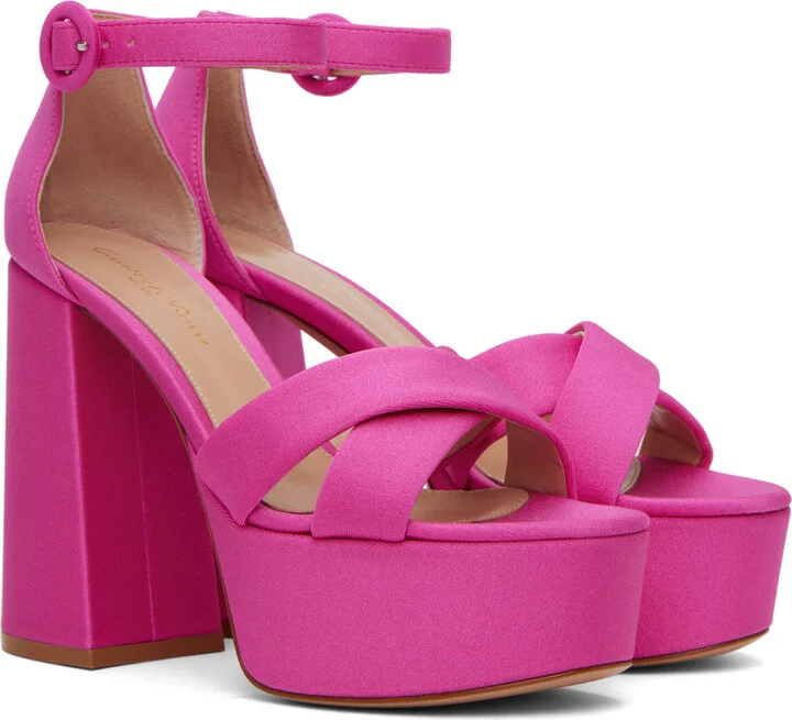 Gianvito Rossi Pink Sheridan Heeled Sandals - Image 4