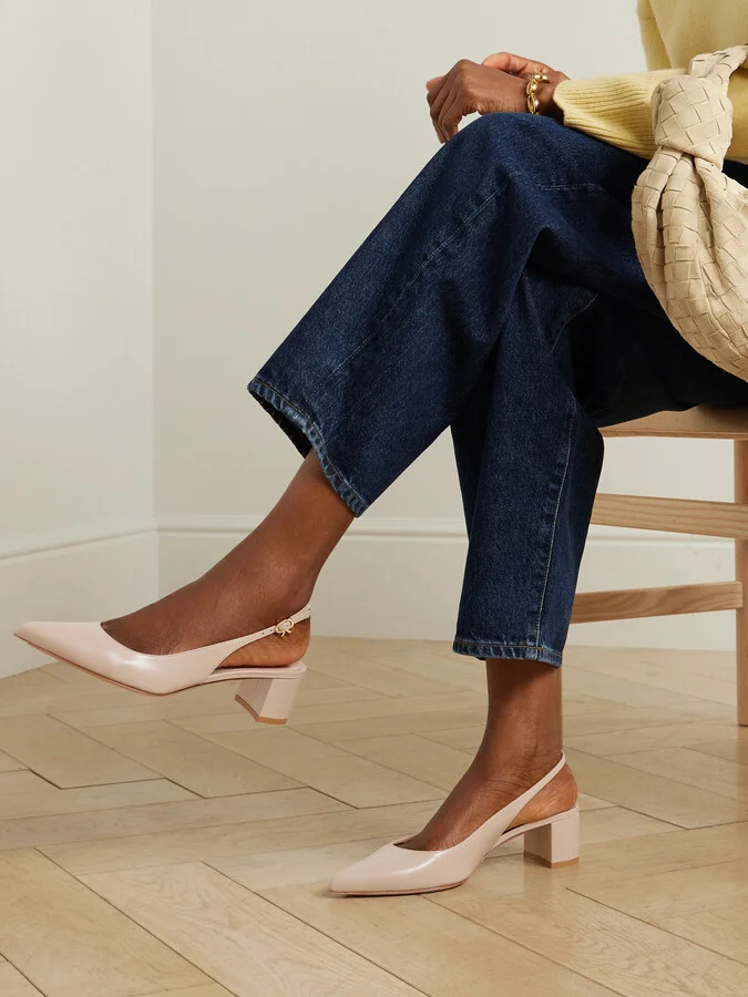 Gianvito Rossi - Piper 45 Leather Slingback Pumps - Neutrals - Image 2