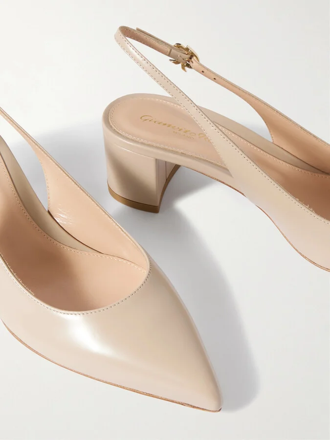 Gianvito Rossi - Piper 45 Leather Slingback Pumps - Neutrals - Image 4