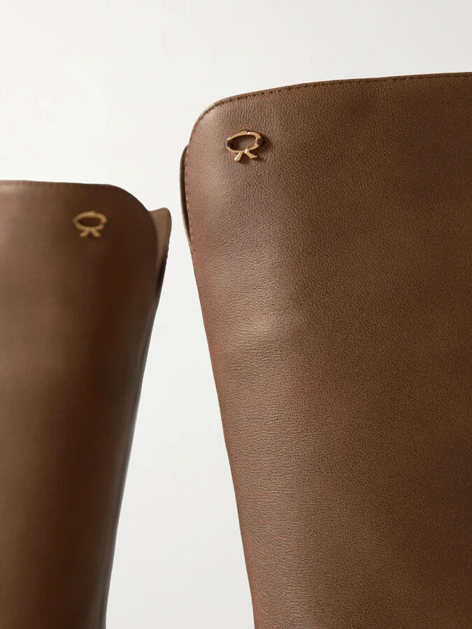 Gianvito Rossi - Piper 85 Leather Knee Boots - Brown - Image 4